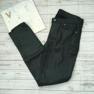 7fam womens 26 green metallic skinny jeans stretch